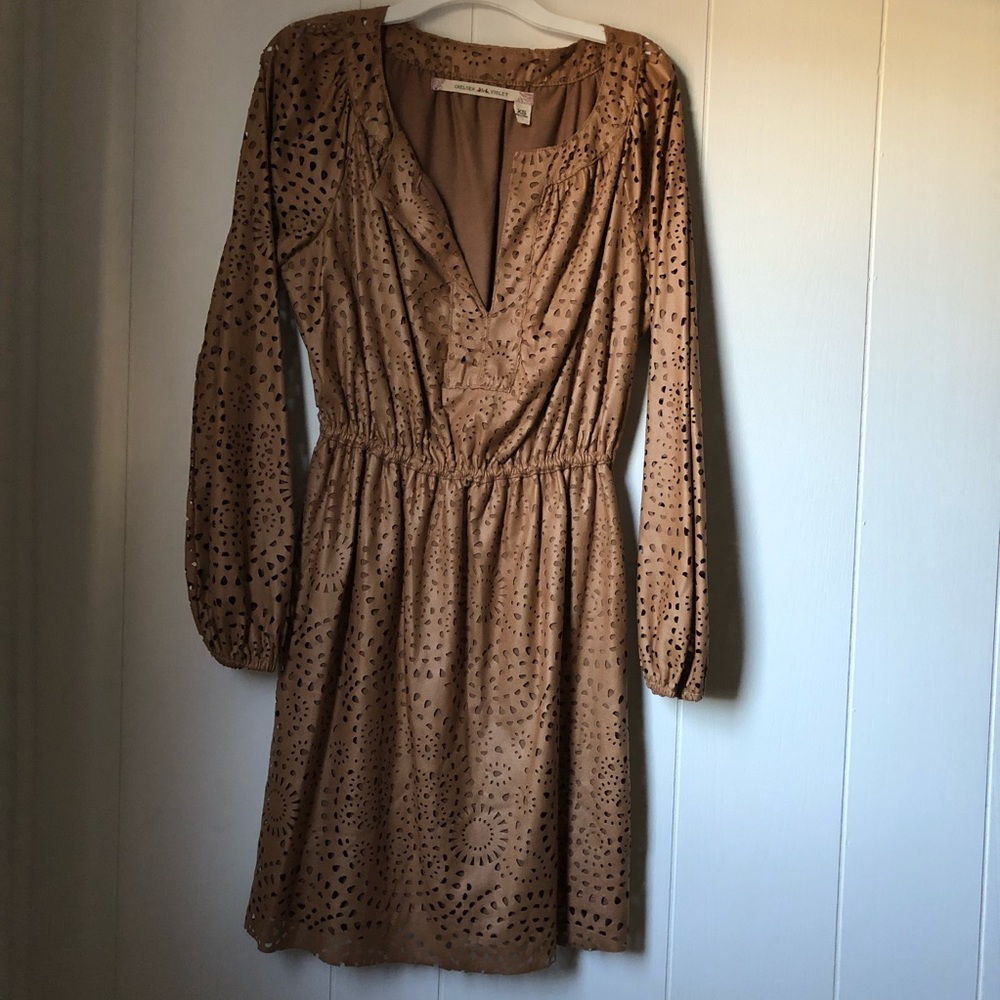 Chelsea & Violet Light Brown Design Cutout Dress
